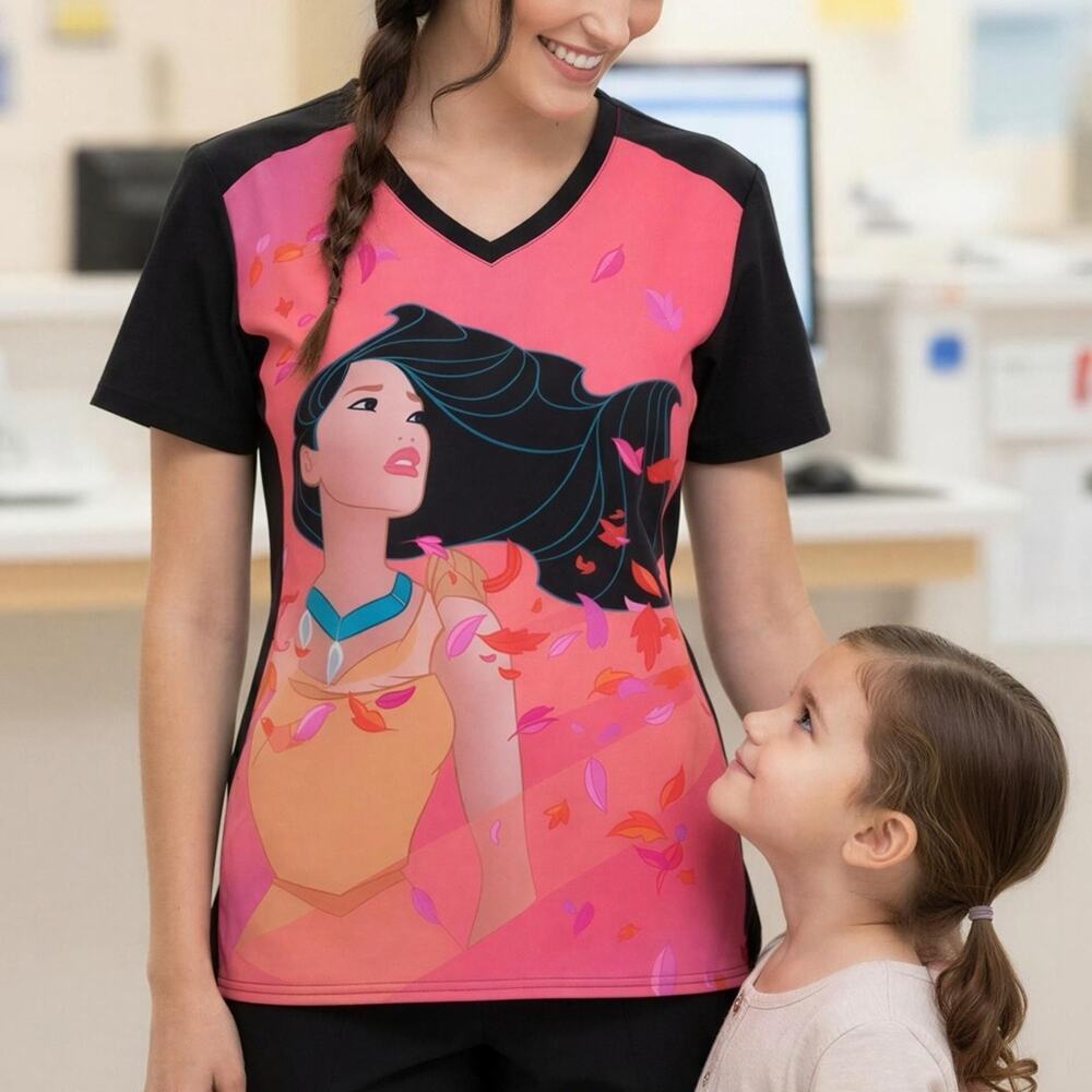 Disney Pocahontas Tooniforms Medical Scrubs NWT Women's Short Sleeve Size XXS 0